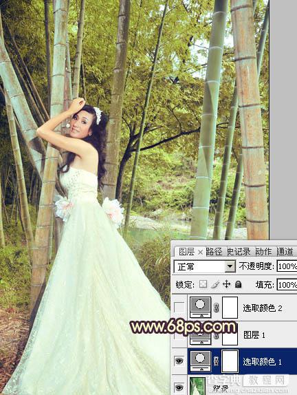 Photoshop将竹林婚片打造出柔和的黄褐色效果8
