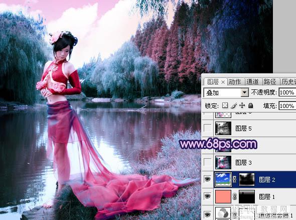 Photoshop将外景人物图片调成梦幻的暗紫色15