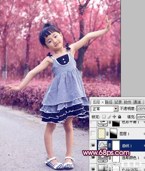 Photoshop将外景儿童图片快速打造出漂亮的蓝紫色9
