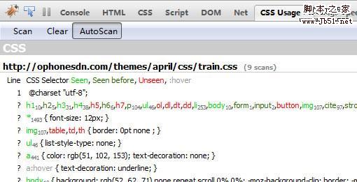 基于firebug的firefox扩展 css usage1