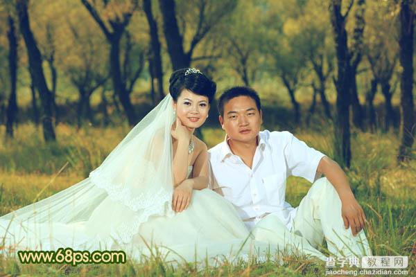 Photoshop将森林婚片调成温馨的暖色调20