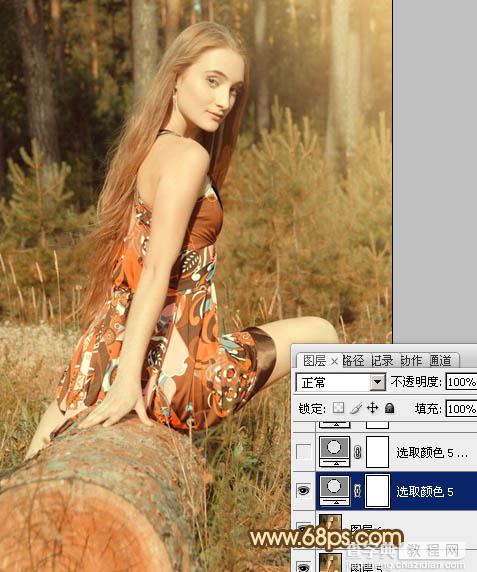 Photoshop将树林美女图片调成淡淡的橙色调24