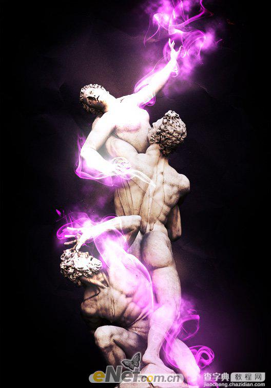 Photoshop 为雕塑加上环绕的紫色烟雾的方法1