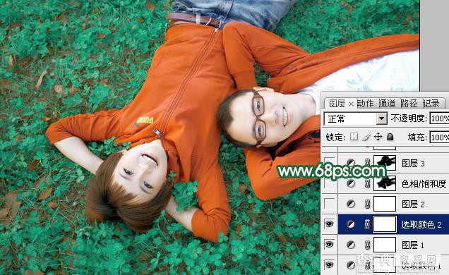 Photoshop将情侣图片调成甜美的橙红色11
