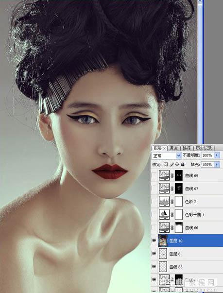 Photoshop将给模特头像制作出精确美化及增强质感效果17