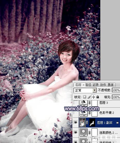 Photoshop将外景人物图片调成柔和的古典暗调青紫色21
