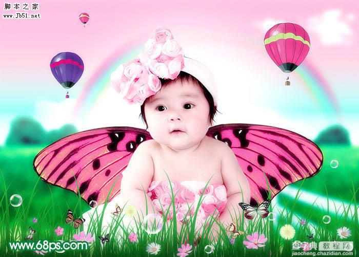 Photoshop 宝宝照片加上梦幻装饰效果1
