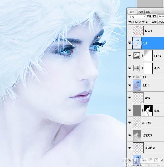Photoshop打造超经典的粉蓝色水晶人像效果56
