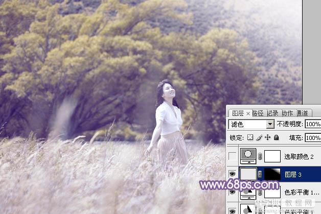 Photoshop为旷野美女图片调制出淡蓝韩系色彩20