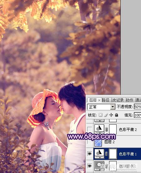 Photoshop树林人物图片调制出流行的淡雅柔美的日韩粉蓝色效果19