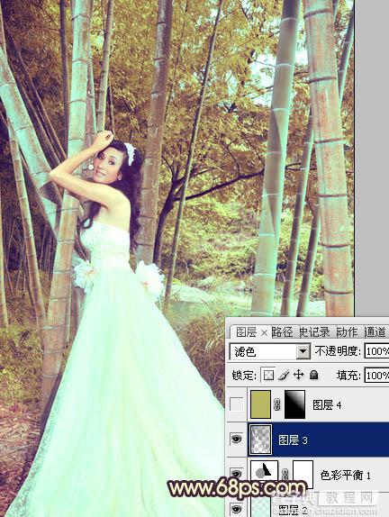 Photoshop将竹林婚片打造出柔和的黄褐色效果20