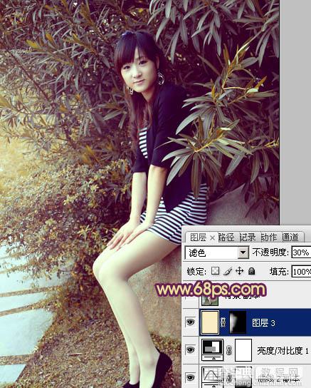 Photosho将给树荫下的美女图片增加上漂亮的橙褐色效果26