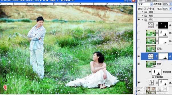 photoshop 打造梦幻的绿色外景婚片9