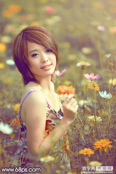 Photosho将花景美女图片调出流行的淡暖色效果2