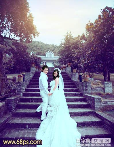 Photoshop为公园婚片加上柔美的暗调蓝紫色效果22