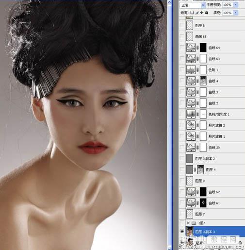 Photoshop将给模特头像制作出精确美化及增强质感效果2