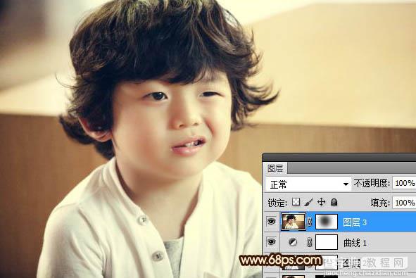 Photoshop将可爱的儿童图片打造成中性淡黄色效果10