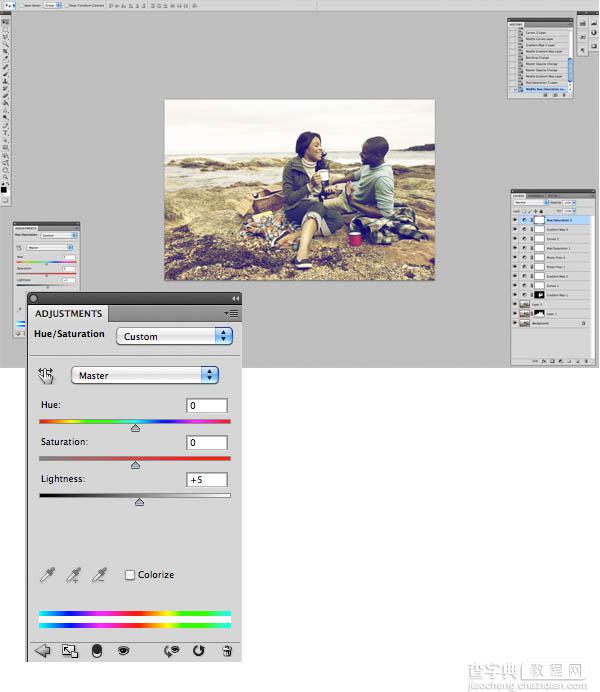Photoshop将海边人物图片打造出怀旧的暗褐色效果16