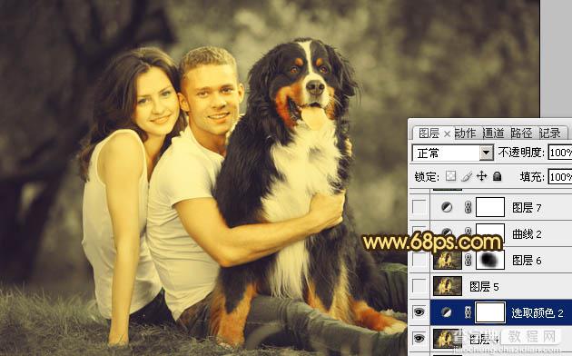 Photoshop将外景情侣图片调成温馨的黄褐色27