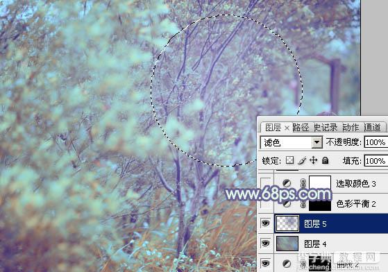 Photoshop为树林人物图片增加上唯美的韩系淡蓝色效果31