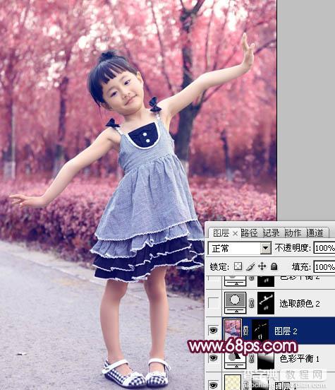 Photoshop将外景儿童图片快速打造出漂亮的蓝紫色11