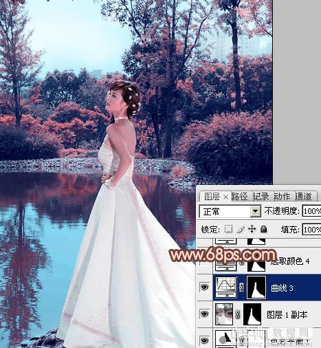 Photoshop将外景婚片打造出古典暗调橙红色26
