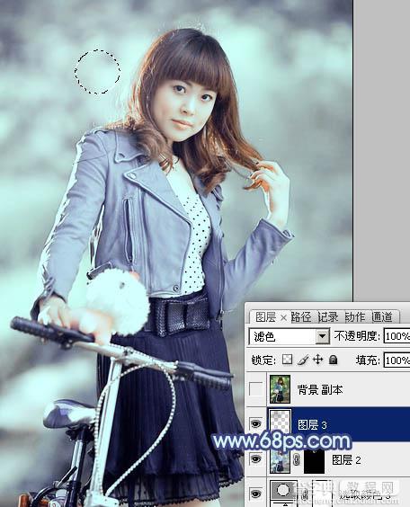 Photoshop为美女图片打造出时尚的韩系青灰色效果31