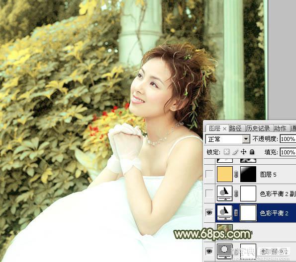 Photoshop为外景美女婚片添加淡黄的蜜糖色20