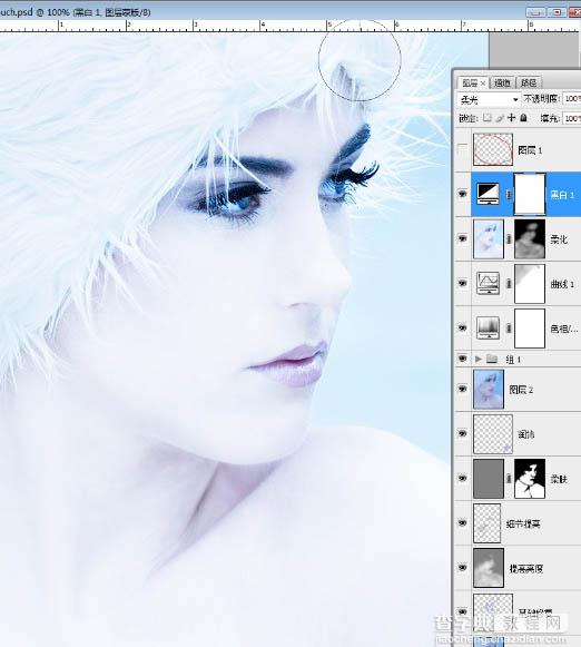 Photoshop打造超经典的粉蓝色水晶人像效果60
