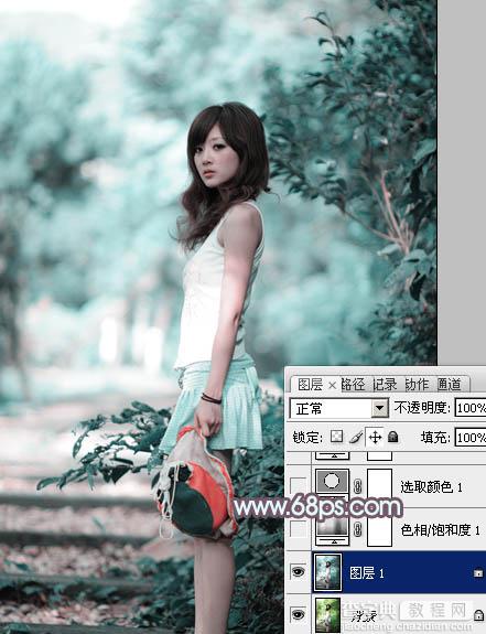 photoshop利用通道替换为外景美女增加韩系中性红灰色3