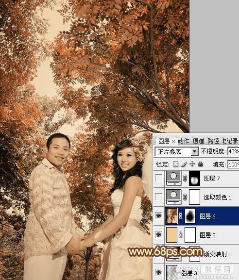 Photoshop将外景婚片调成柔美的古典黄褐色8