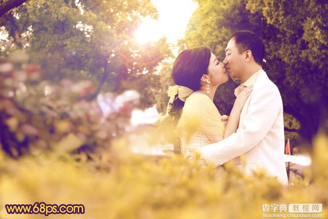 Photoshop将外景婚片调出温馨浪漫的暖橙色2