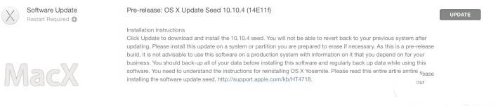 苹果OS X Yosemite 10.10.4第二个测试版发布2