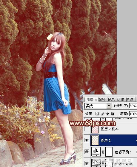 Photoshop为外景美女图片打造出暖暖的红褐色效果18