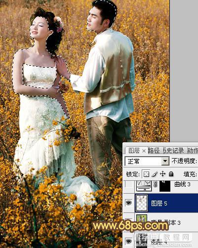 Photoshop制作柔和的金色花朵背景婚片24