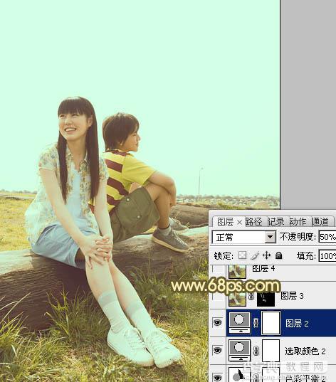 Photoshop将任务图片制作出淡淡的青黄韩系20