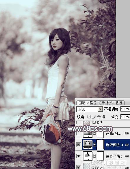 photoshop利用通道替换为外景美女增加韩系中性红灰色26