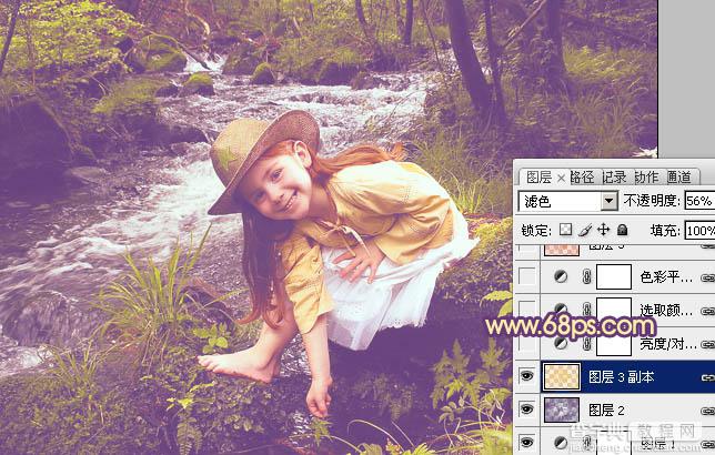 Photoshop为树林女孩图片调制出柔美的暖色调16