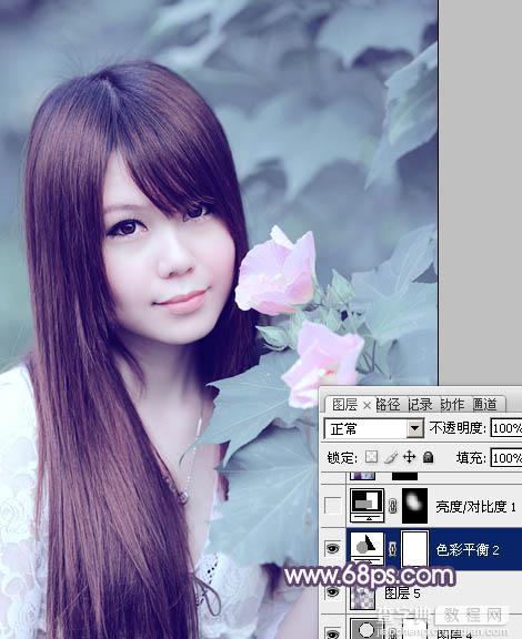 Photoshop将写真人物图片调制出甜美的青紫色效果26