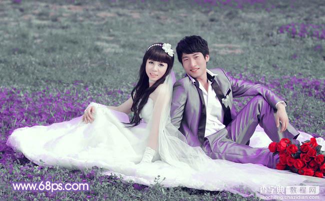 Photoshop将青绿的外景婚片调成柔美的淡紫色19