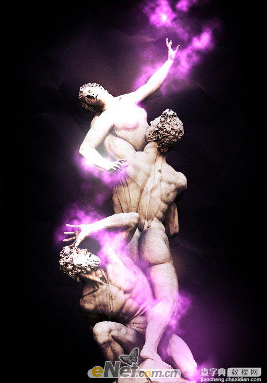 Photoshop 为雕塑加上环绕的紫色烟雾的方法12
