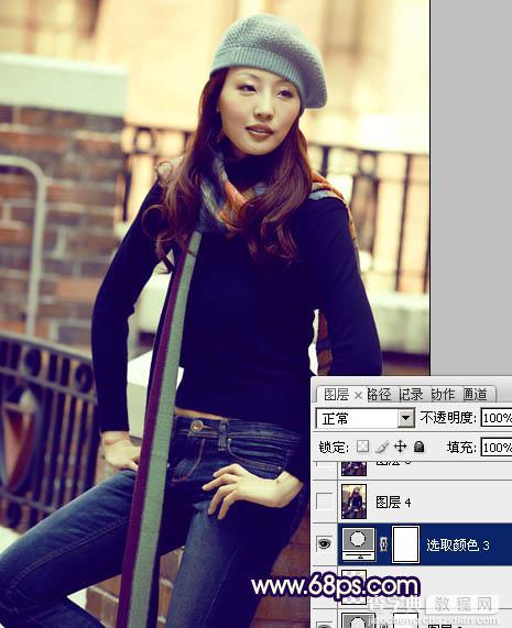 Photoshop将街道美女图片加上淡淡的舒适的暖色调效果21