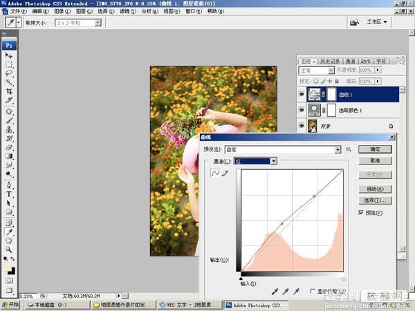 Photoshop将花景人物图片两步打造出柔美的暖色效果5