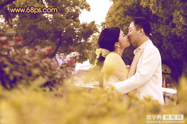 Photoshop将外景婚片调出温馨浪漫的暖橙色8