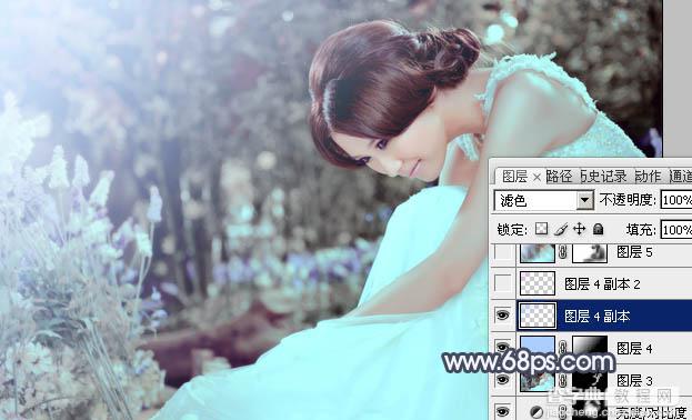 Photoshop为甜美的美女婚片打造出暗调蓝褐色效果28