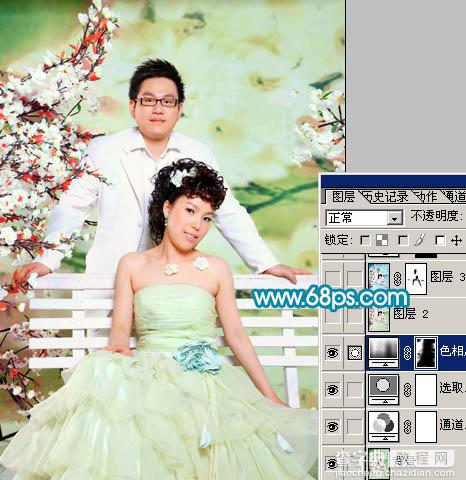 Photoshop 打造淡蓝色的室内婚片9
