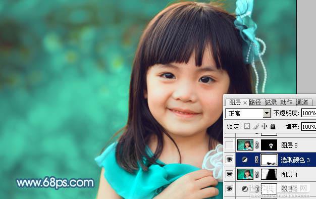 Photoshop为小女孩图片增加上甜美的青红色效果29