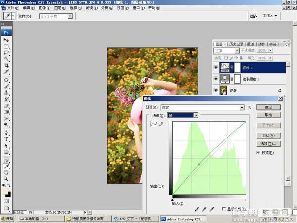 Photoshop将花景人物图片两步打造出柔美的暖色效果6