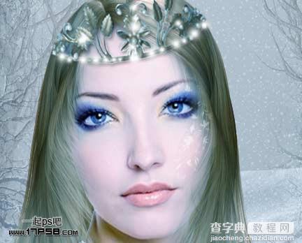 Photoshop制作梦幻的蓝色仿手绘美女16