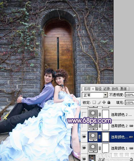 Photoshop将古城婚片调出甜美的粉蓝色效果5